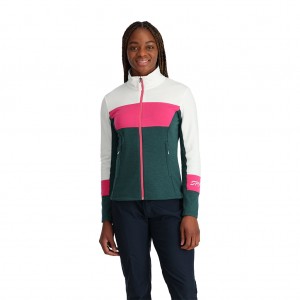 Dámské Fleece Bundy Spyder Speed Full Zip Šedé Zelene | RXOWYI615