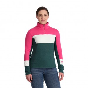 Dámské Fleece Bundy Spyder Speed Half Zip Šedé Zelene | JTMSWO094