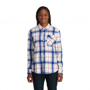Dámské Topy Spyder Fab Flannel Bílé | HQGTLN250