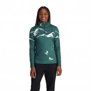 Dámské Topy Spyder Figure 8 Half Zip Šedé Zelene | BVKLCI346