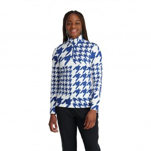 Dámské Topy Spyder Houndstooth Half Zip Blankyt | HNGUMZ058