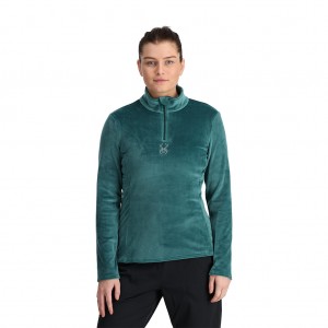 Dámské Topy Spyder Shimmer Bug Half Zip Šedé Zelene | TRUFAQ017