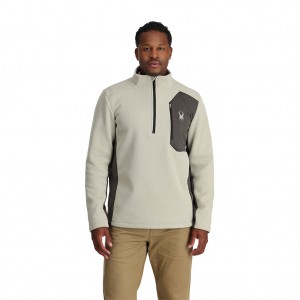 Pánské Fleece Bundy Spyder Bandit Half Zip Béžový | BVYSRG524