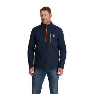 Pánské Fleece Bundy Spyder Bandit Half Zip Tmavě Blankyt | GCDHLA623
