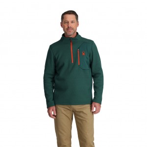 Pánské Fleece Bundy Spyder Bandit Half Zip Šedé Zelene | VHILWC895