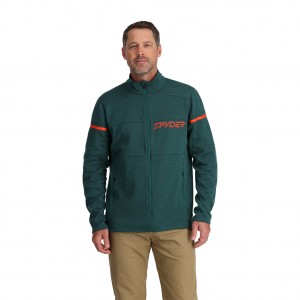 Pánské Fleece Bundy Spyder Speed Fleece Full Zip Šedé Zelene | UKRYQA503