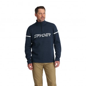 Pánské Fleece Bundy Spyder Speed Fleece Half Zip Tmavě Blankyt | QNAGKE082