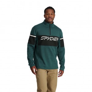 Pánské Fleece Bundy Spyder Speed Fleece Half Zip Šedé Zelene | NTOZKJ450