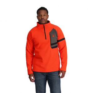 Pánské Fleece Bundy Spyder Wengen Bandit Half Zip Oranžové | XFBUVS679