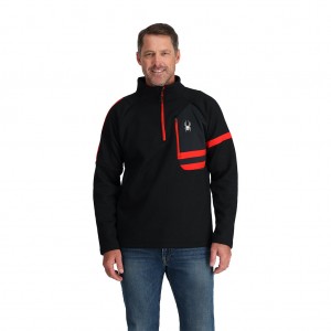 Pánské Fleece Bundy Spyder Wengen Bandit Half Zip Černé | SVEFZH790