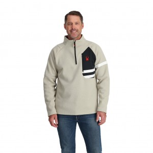 Pánské Fleece Bundy Spyder Wengen Bandit Half Zip Béžový | SOKAGT926