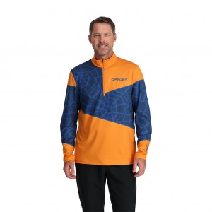 Pánské Topy Spyder Vital Half Zip Saffron | ZLFCBU576