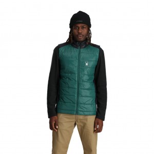 Pánské Zateplené Vesty Spyder Glissade Vest Šedé Zelene | LNXDAY481